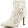 imageAllegra K Womens Floral Embroidered Stiletto Heels Lace Ankle BootsWhite