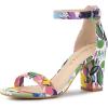 imageAllegra K Womens Floral Print Open Toe Block High Heels Summer SandalsColorful