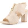 imageAllegra K Womens Front Zip Cut Out Chunky Heels Slingback Gladiator Heel SandalsBeige