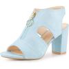 imageAllegra K Womens Front Zip Cut Out Chunky Heels Slingback Gladiator Heel SandalsSky Blue