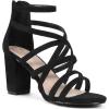 imageAllegra K Womens Gladiator Heels Strappy Back Zip Chunky Heel SandalsBlack