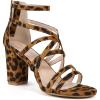 imageAllegra K Womens Gladiator Heels Strappy Back Zip Chunky Heel SandalsLeopard