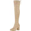 imageAllegra K Womens Glitter Boots Round Toe Chunky Heel Over the Knee High BootsGold