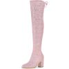 imageAllegra K Womens Glitter Boots Round Toe Chunky Heel Over the Knee High BootsPink