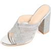 imageAllegra K Womens Glitter Mesh Slip on Chunky Heel Slide SandalsSilver