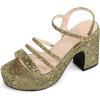 imageAllegra K Womens Glitter Sparkly Strappy Platform Chunky Heels SandalsGlitter Gold
