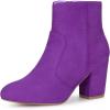imageAllegra K Womens Heel Boots Round Toe Chunky Heels Ankle BootsPurple