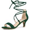 imageAllegra K Womens Kitten Heel Lace Up Open Toe SandalsGreen