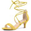 imageAllegra K Womens Kitten Heel Lace Up Open Toe SandalsYellow