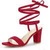 imageAllegra K Womens Lace Up Chunky Heels SandalsRed