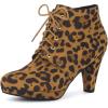 imageAllegra K Womens Lace Up Platform Block Heels Ankle BootsLeopard