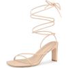 imageAllegra K Womens Lace Up Strappy Block High Heel SandalsBeige