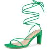 imageAllegra K Womens Lace Up Strappy Block High Heel SandalsGreen