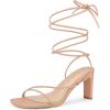 imageAllegra K Womens Lace Up Strappy Block High Heel SandalsNude