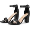 imageAllegra K Womens Open Toe High Chunky Heel Buckle Ankle Strap SandalsBlack Faux Leather