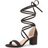 imageAllegra K Womens Open Toe Lace Up Mid Chunky Heeled SandalsCoffee