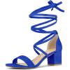 imageAllegra K Womens Open Toe Lace Up Mid Chunky Heeled SandalsRoyal Blue
