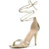 imageAllegra K Womens Open Toe Lace Up Stiletto Heels SandalsGold