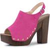 imageAllegra K Womens Open Toe Slingback Platform Chunky Heels SandalsHot Pink