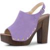 imageAllegra K Womens Open Toe Slingback Platform Chunky Heels SandalsPurple