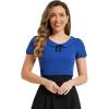 imageAllegra K Womens Peter Pan Collar Shirt Vintage 1950s Solid Short Sleeve BlouseRoyal Blue