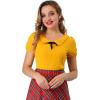 imageAllegra K Womens Peter Pan Collar Shirt Vintage 1950s Solid Short Sleeve BlouseYellow