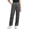 imageAllegra K Womens Plaid Pants Elastic Waist Casual Work Office Long TrousersDark Gray Brown