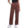imageAllegra K Womens Plaid Pants Elastic Waist Casual Work Office Long TrousersWine Red