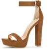 imageAllegra K Womens Platform High Heel Ankle Strap Chunky Heels SandalsBrown