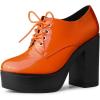 imageAllegra K Womens Platform Lace Up Chunky Heel Ankle BootsOrange