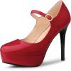 imageAllegra K Womens Platform Mary Jane Pumps Ankle Strap Stiletto High Heels Dress ShoesRed