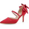 imageAllegra K Womens Pointed Toe Bow Satin Stiletto Heels PumpsRed