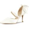 imageAllegra K Womens Pointed Toe Bow Satin Stiletto Heels PumpsWhite