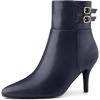 imageAllegra K Womens Pointed Toe Buckle Stiletto Heels Ankle BootsDark Blue