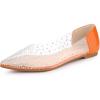 imageAllegra K Womens Pointed Toe Clear Rhinestone Ballet FlatsOrange