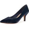 imageAllegra K Womens Pointed Toe Leaves Print Slip on Kitten Heel PumpsNavy Blue