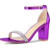 imageAllegra K Womens Rhinestone Ankle Strap Chunky Heels SandalsPurple