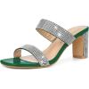 imageAllegra K Womens Rhinestone Chunky Heel Slide Heel SandalsGreen