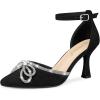 imageAllegra K Womens Rhinestones Bow Ankle Strap Stiletto Heel Sandals PumpsBlack