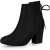 imageAllegra K Womens Round Toe Block Heel Zipper Lace Up Ankle BootsBlack