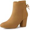 imageAllegra K Womens Round Toe Block Heel Zipper Lace Up Ankle BootsBrown