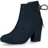 imageAllegra K Womens Round Toe Block Heel Zipper Lace Up Ankle BootsNavy Blue