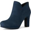imageAllegra K Womens Round Toe Chunky Heeled Ankle Heel BootsNavy Blue