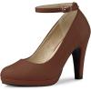 imageAllegra K Womens Round Toe Stiletto Heels Ankle Strap Dark Brown Pumps  6 M US