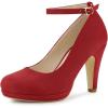 imageAllegra K Womens Round Toe Stiletto Heels Ankle Strap PumpsRed