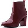 imageAllegra K Womens Round Toe Zipper Chunky Heels Ankle BootsBurgundy