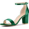 imageAllegra K Womens Satin Open Toe Ankle Strap Chunky Heels SandalsDark Green