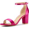 imageAllegra K Womens Satin Open Toe Ankle Strap Chunky Heels SandalsFuchsia