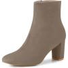imageAllegra K Womens Side Zip Chunky Heels Ankle BootsTaupe