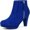 imageAllegra K Womens Side Zip Low Platform Chunky Heel Ankle BootiesRoyal Blue